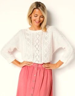 Pull Torsadé Manches 3/4, Spécial Petites -Femmes Vêtements Magasin 611475 C01 zoomx vue4