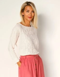Pull Torsadé Manches 3/4, Spécial Petites -Femmes Vêtements Magasin 611475 C01 zoomx vue5
