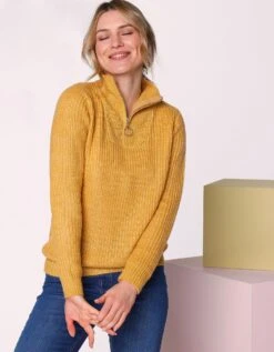 Pull Col Zippé Maille Anglaise Toucher Mohair -Femmes Vêtements Magasin 611476 C04 zoomx vue3