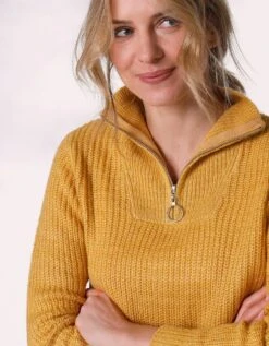 Pull Col Zippé Maille Anglaise Toucher Mohair -Femmes Vêtements Magasin 611476 C04 zoomx vue4