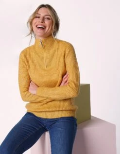 Pull Col Zippé Maille Anglaise Toucher Mohair -Femmes Vêtements Magasin 611476 C04 zoomx vue5