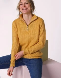 Pull Col Zippé Maille Anglaise Toucher Mohair -Femmes Vêtements Magasin 611476 C04 zoomx vue6