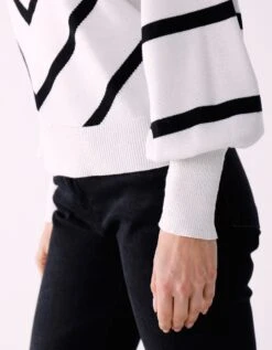 Pull Rayures Graphiques Manches Chauve-souris -Femmes Vêtements Magasin 611481 C01 zoomx vue6