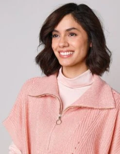 Pull Poncho Zippé Manches Courtes Fentes Boutonnées -Femmes Vêtements Magasin 611533 C01 zoomx vue3