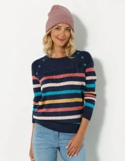 Pull Marinière Manches Longues Rayé -Femmes Vêtements Magasin 611754 C03 zoomx vue5