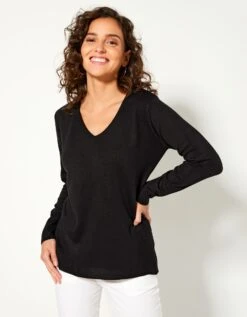 Pull Col V Toucher Cachemire 11 Pull Col V Toucher Cachemire -Femmes Vêtements Magasin 611938 C15 zoomx vue4