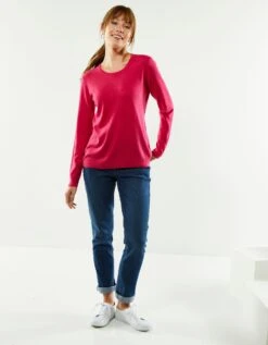 Pull Col Rond Uni Toucher Cachemire -Femmes Vêtements Magasin 611966 C36 zoomx vue4