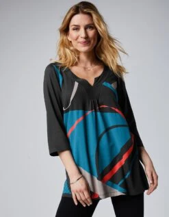 Tunique Col V Imprimé Graphique 12 Tunique Col V Imprimé Graphique -Femmes Vêtements Magasin 612559 C01 zoomx vue4