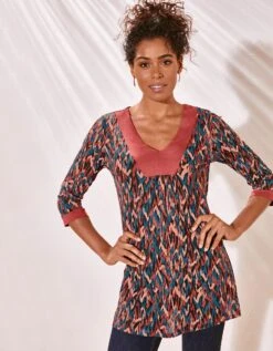 Tunique Col V Manches 3/4 Imprimé Minimaliste -Femmes Vêtements Magasin 612707 C00 zoomx vue5