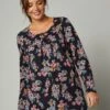 Tunique Col Rond Imprimé Fleurs, Maille Jersey -Femmes Vêtements Magasin 612773 C01 zoomx