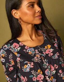 Tunique Col Rond Imprimé Fleurs, Maille Jersey -Femmes Vêtements Magasin 612773 C01 zoomx vue4