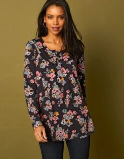 Tunique Col Rond Imprimé Fleurs, Maille Jersey -Femmes Vêtements Magasin 612773 C01 zoomx vue6