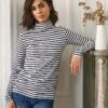Sous-pull Col Roulé Coton Stretch Rayé