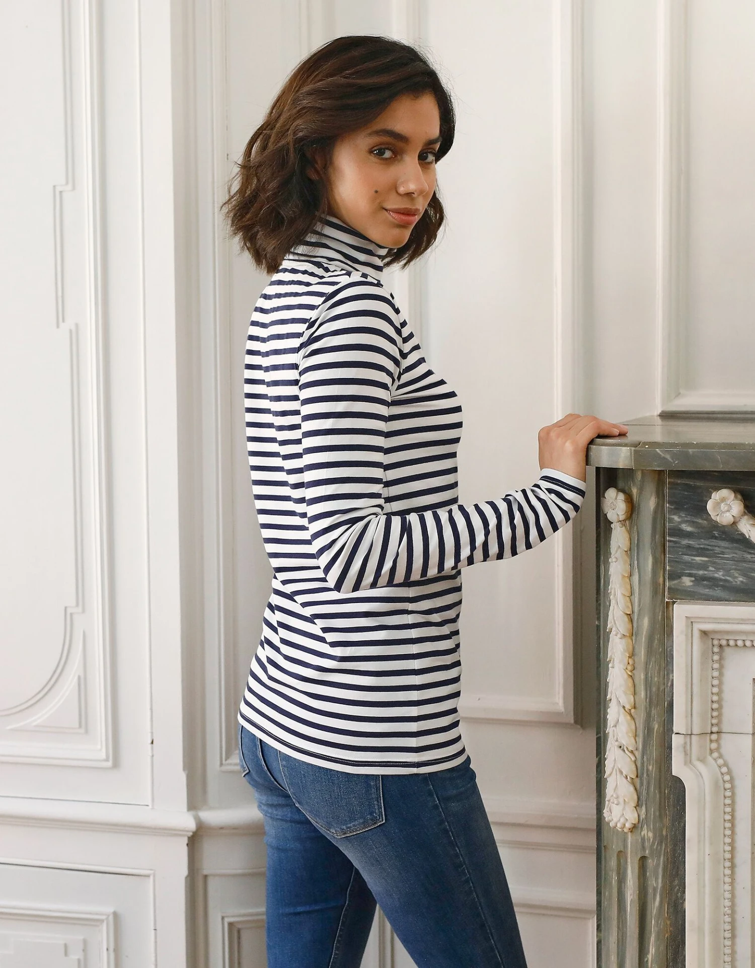 Sous-pull Col Roulé Coton Stretch Rayé 7 Sous-pull Col Roulé Coton Stretch Rayé – Image 5