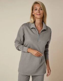 Sweat En Molleton Col Montant Zippé -Femmes Vêtements Magasin 615069 C02 zoomx vue4