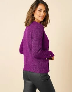 Gilet Maille Fantaisie Boutons Dorés Vieillis -Femmes Vêtements Magasin 617111 C07 zoomx vue2