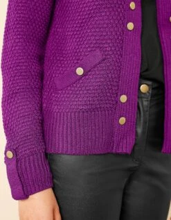 Gilet Maille Fantaisie Boutons Dorés Vieillis -Femmes Vêtements Magasin 617111 C07 zoomx vue4