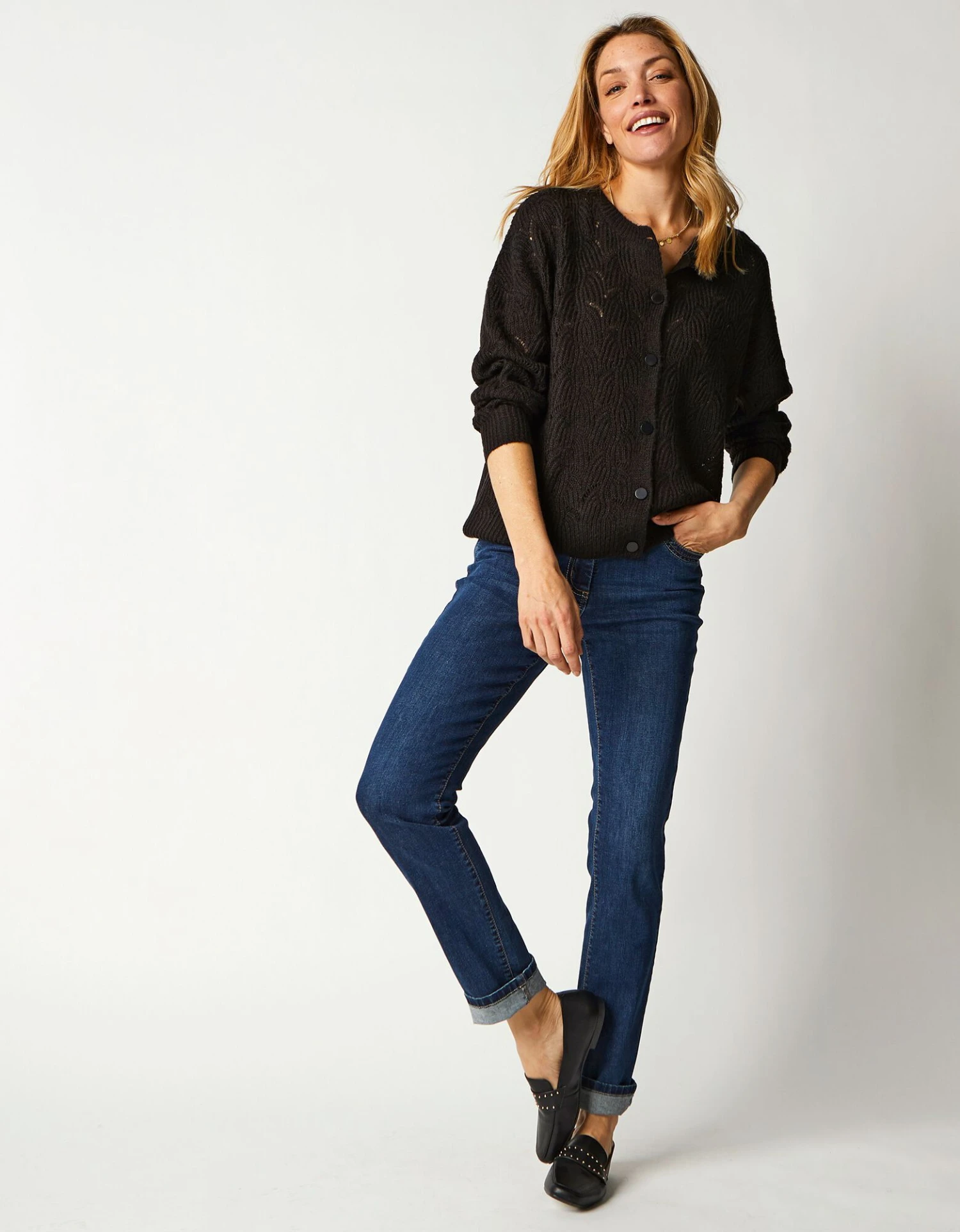 Gilet Boutonné Maille Perlée Ajourée 5 Gilet Boutonné Maille Perlée Ajourée – Image 3