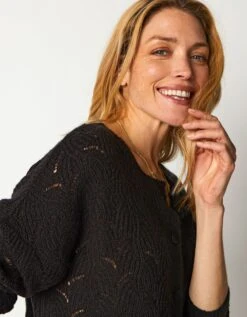 Gilet Boutonné Maille Perlée Ajourée 12 Gilet Boutonné Maille Perlée Ajourée -Femmes Vêtements Magasin 617168 C06 zoomx vue4