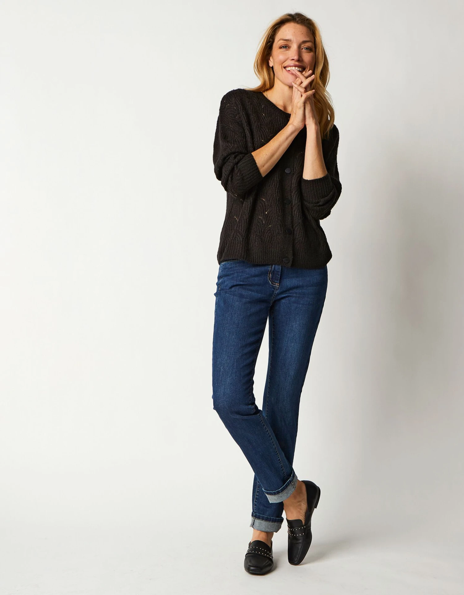 Gilet Boutonné Maille Perlée Ajourée 8 Gilet Boutonné Maille Perlée Ajourée – Image 6