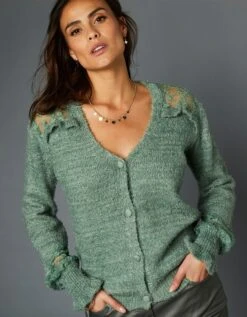 Gilet Tulle Brodé Maille Douceur 11 Gilet Tulle Brodé Maille Douceur -Femmes Vêtements Magasin 617242 C00 zoomx vue4