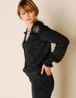 Gilet Tulle Brodé Maille Douceur