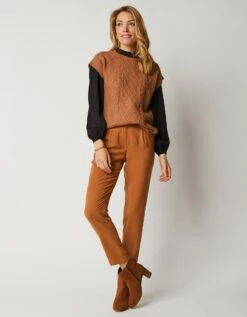 Pull Torsadé Sans Manches, épaules Tombantes -Femmes Vêtements Magasin 617252 C02 zoomx vue2