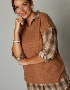 Pull Torsadé Sans Manches, épaules Tombantes -Femmes Vêtements Magasin 617252 C02 zoomx vue4