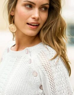 Pull Torsadé Boutonné -Femmes Vêtements Magasin 617324 C01 zoomx vue3