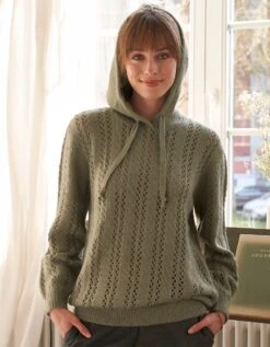 Pull à Capuche Maille Ajourée -Femmes Vêtements Magasin 617349 C01 zoomx vue5