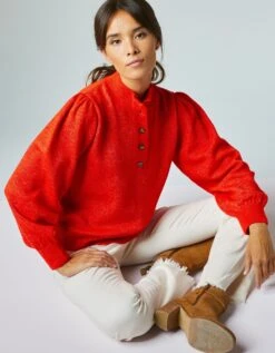 Pull Jersey Manches Longues Bouffantes 13 Pull Jersey Manches Longues Bouffantes -Femmes Vêtements Magasin 617387 C01 zoomx vue5