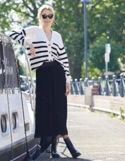 Gilet Boutonné Rayé, Maille Anglaise -Femmes Vêtements Magasin 617391 C01 zoomx vue2