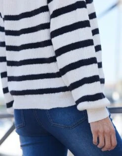 Gilet Boutonné Rayé, Maille Anglaise -Femmes Vêtements Magasin 617391 C01 zoomx vue4