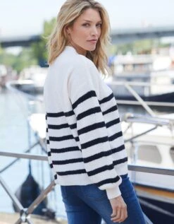 Gilet Boutonné Rayé, Maille Anglaise -Femmes Vêtements Magasin 617391 C01 zoomx vue5