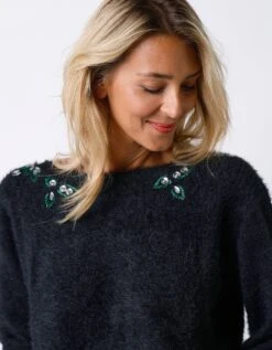 Pull Maille Douceur Avec Strass Et Perles -Femmes Vêtements Magasin 617414 C01 zoomx vue6