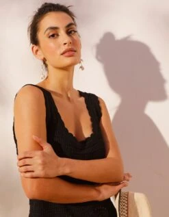 Pull Sans Manches Base Ajourée Effet Crochet -Femmes Vêtements Magasin 617418 C01 zoomx vue3