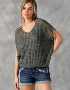 Pull Col V Coupe "loose" Maille Ajourée