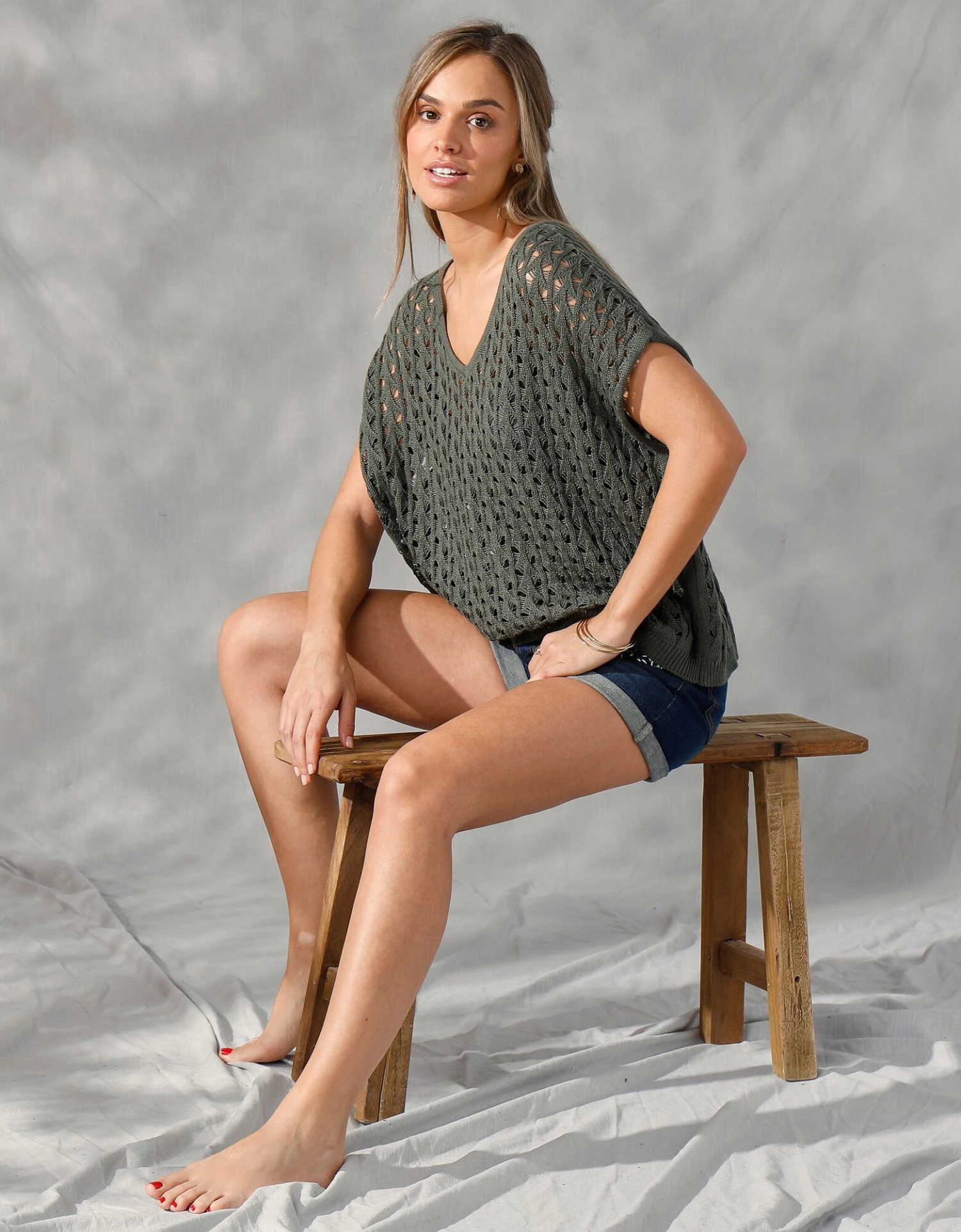 Pull Col V Coupe "loose" Maille Ajourée 5 Pull Col V Coupe "loose" Maille Ajourée – Image 3