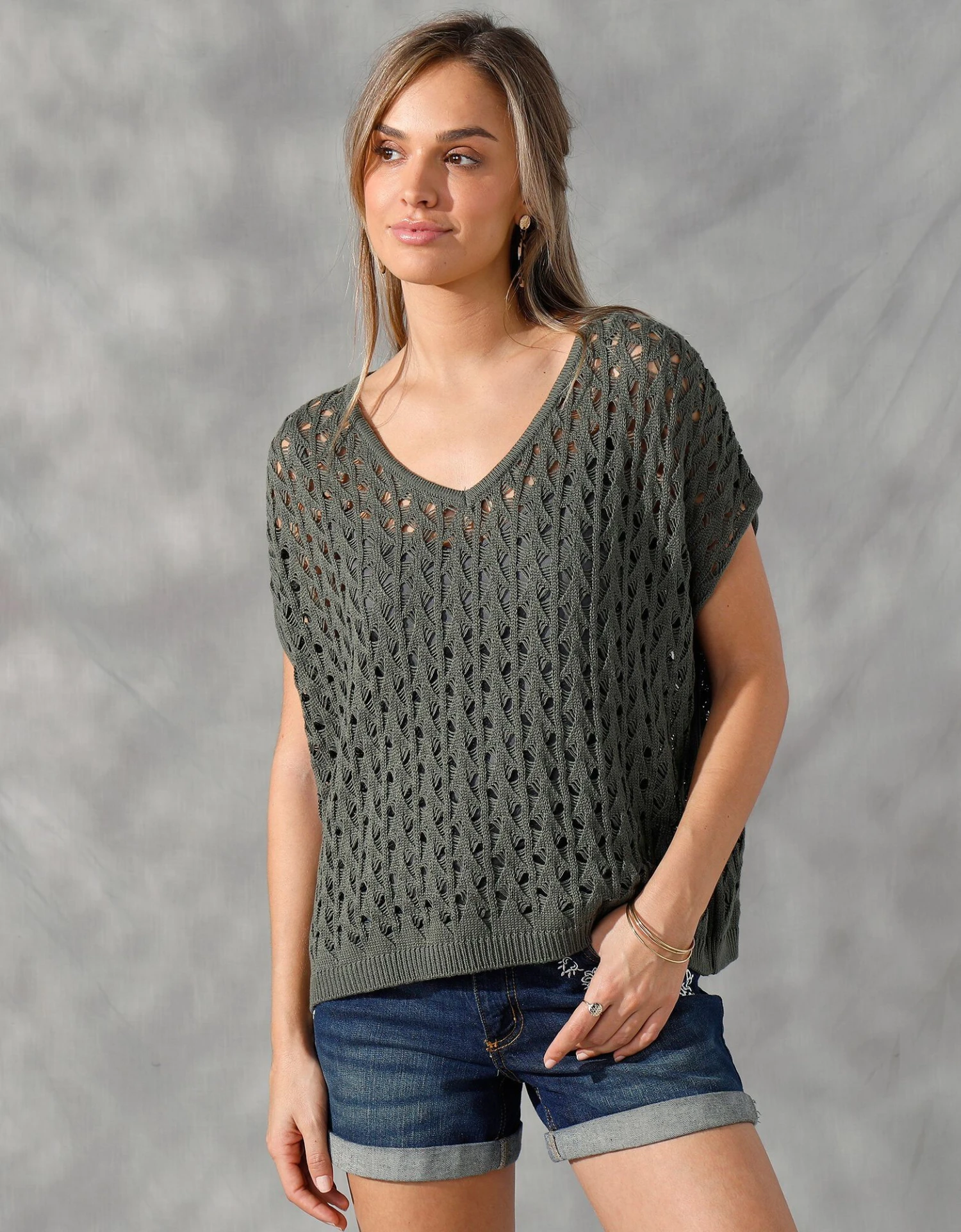 Pull Col V Coupe "loose" Maille Ajourée 7 Pull Col V Coupe "loose" Maille Ajourée – Image 5