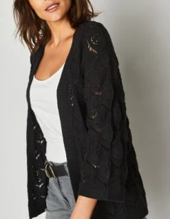 Gilet Kimono, Maille Ajourée -Femmes Vêtements Magasin 617425 C00 zoomx vue2