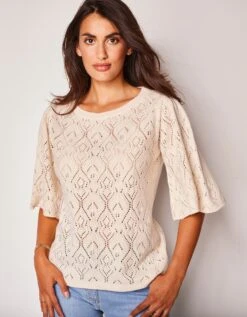 Pull Col Bateau, Maille Fantaisie