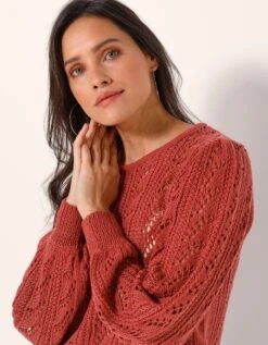 Pull Maille Fantaisie Ajourée -Femmes Vêtements Magasin 617429 C01 zoomx vue3