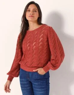 Pull Maille Fantaisie Ajourée -Femmes Vêtements Magasin 617429 C01 zoomx vue4