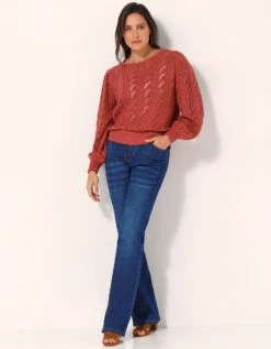 Pull Maille Fantaisie Ajourée -Femmes Vêtements Magasin 617429 C01 zoomx vue5