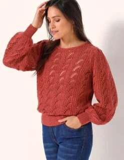 Pull Maille Fantaisie Ajourée -Femmes Vêtements Magasin 617429 C01 zoomx vue6