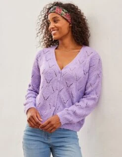 Gilet Boutonné, Point Fantaisie -Femmes Vêtements Magasin 617430 C00 zoomx vue3