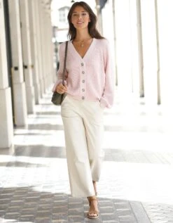 Gilet Col V Boutonné, Maille Perlée -Femmes Vêtements Magasin 617431 C01 zoomx vue2