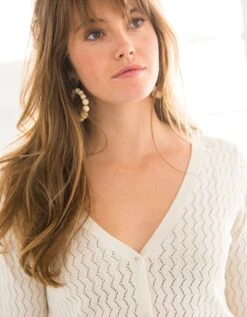 Gilet Manches Longues, Maille Pointelle Ajourée -Femmes Vêtements Magasin 617444 C01 zoomx vue3