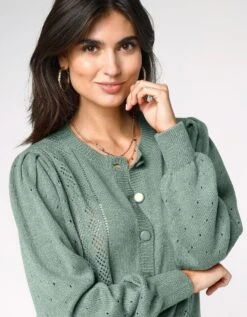 Cardigan Boutonné Maille Ajourée -Femmes Vêtements Magasin 617446 C04 zoomx vue4