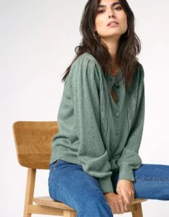 Cardigan Boutonné Maille Ajourée -Femmes Vêtements Magasin 617446 C04 zoomx vue6